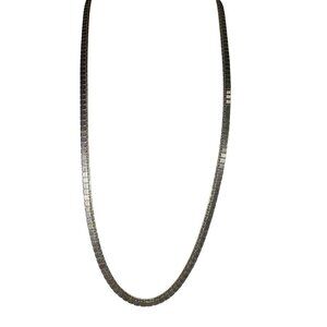 Monet Necklace Vintage Silver Tone Box Presidential Link Chain Fold Over Clasp